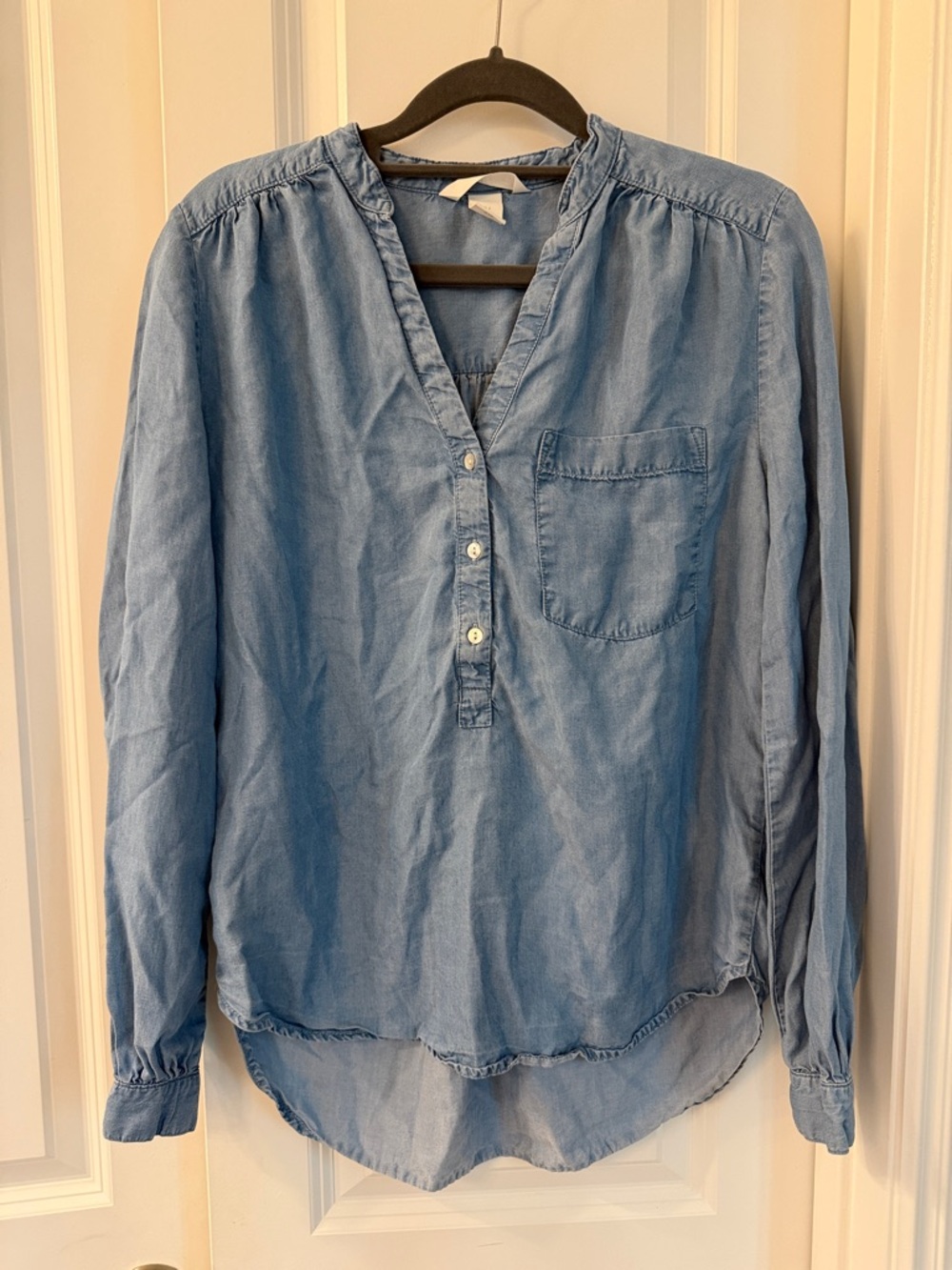 H&M Light Blue Chambray Button-Up Top